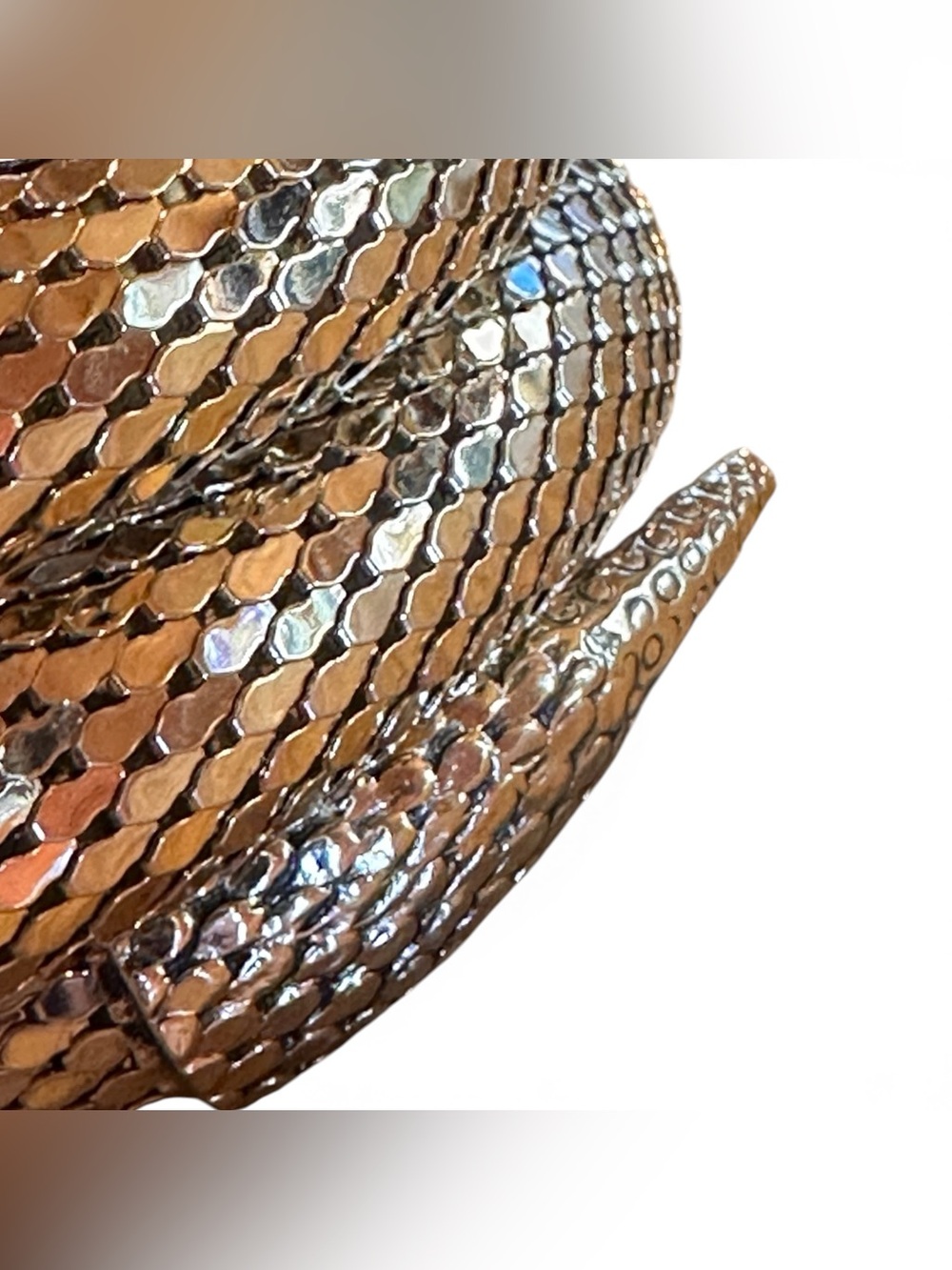Vintage Whiting & Davis Gold Mesh Triple Coiled Snake Bracelet Original Box - Picture 4 of 6